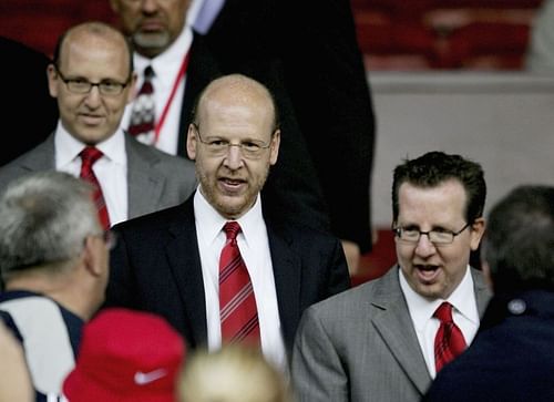 (L to R) Joel Glazer, Avram Glazer and Bryan Glazer, sons of Malcolm Glazer