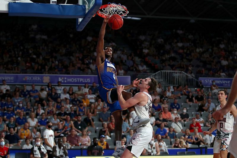 Vic Law dunks the ball.