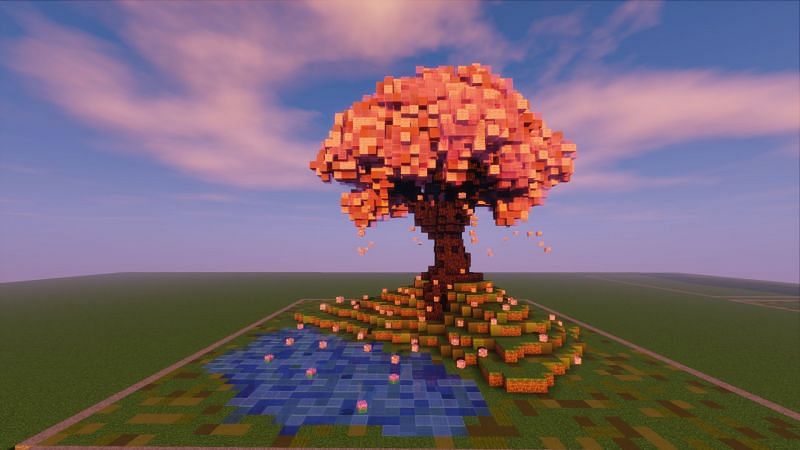 A custom cherry blossom tree made by u/Furrever_Pawsome (Image via Reddit)