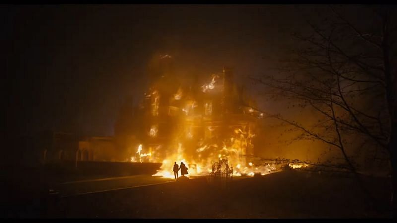 Cletus and Shriek burning down Ravencroft Insitution. (Image via: Sony Pictures Entertainment)
