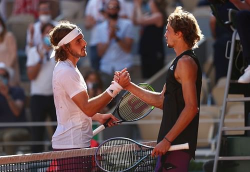 Stefanos Tsitsipas (L) and Alexander Zverev