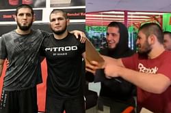 Watch: Khabib Nurmagomedov and Islam Makhachev hilariously argue over a gift sent by a fan