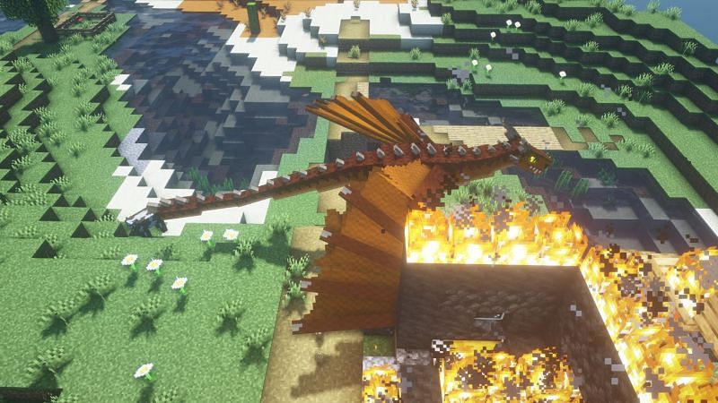 A fire dragon in the game (Image via Minecraft)