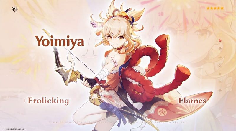 Yoimiya with a 4-star bow, Hamayumi (Image via Genshin Impact)