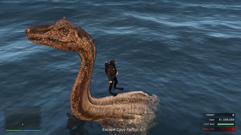 The Loch Ness monster is an Easter egg in GTA Online (Image via johnnywolfwolf, Reddit)