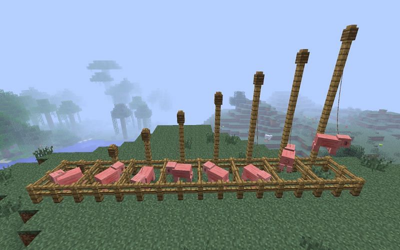 Mobs attached to leads (Image via Mojang)