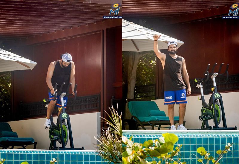 Rohit Sharma in his quarantine (Image courtesy: MI Twitter)
