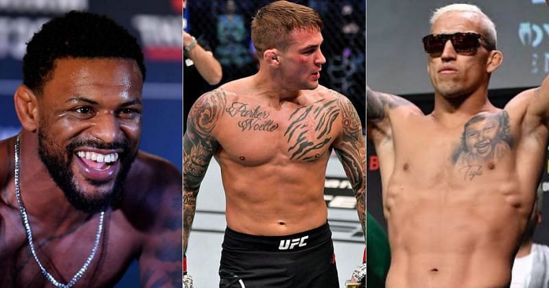 Michael Johnson (left), Dustin Poirier (middle) and Charles Oliveira (right)