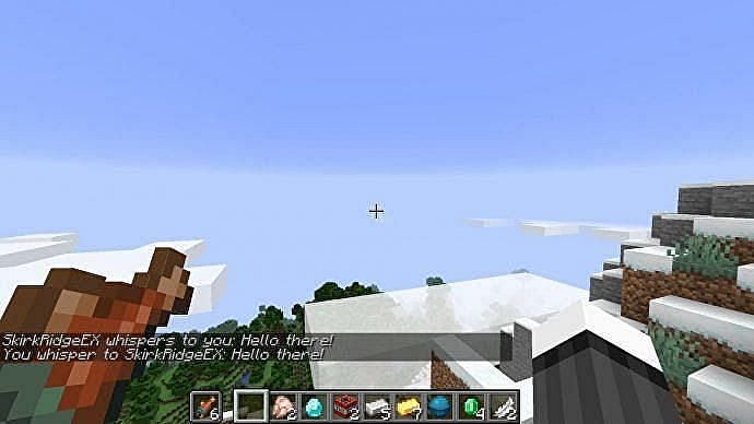 Whispering can allow for private messaging on a world or within a server. (Image via Minecraft)