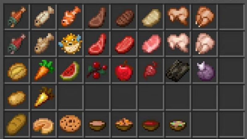 An image of a Minecraft player&#039;s inventory, full of food. Image via Minecraft.