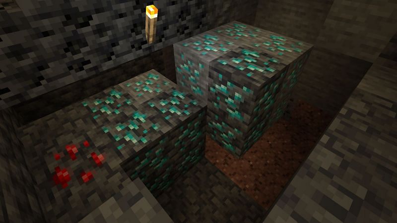 Enormous diamond ore veins (Image via Minecraft)