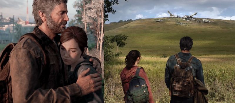 Joel and Ellie in the games and in the series (Image via Naughty Dog, Twitter/Neil_Druckmann)