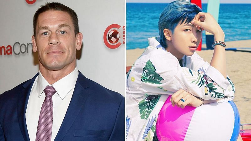 A still of John Cena and BTS leader Namjoon. (Image via Getty Images and @bts.bighitofficial/Instagram)