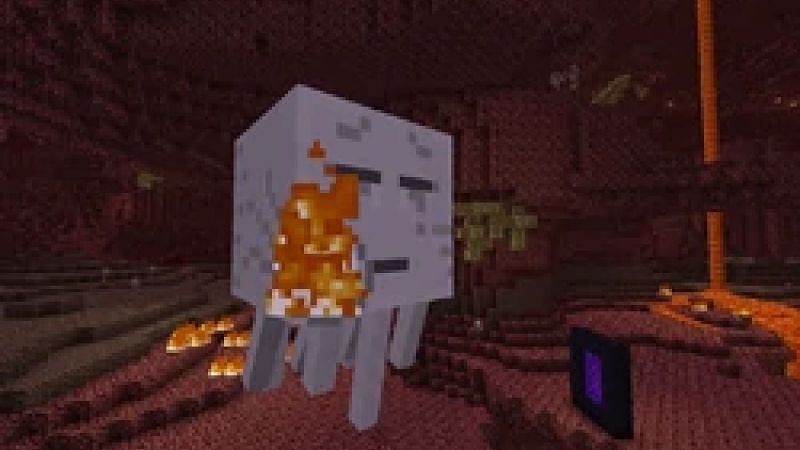 An image of a ghast in Minecraft&#039;s nether (Image via Minecraft)