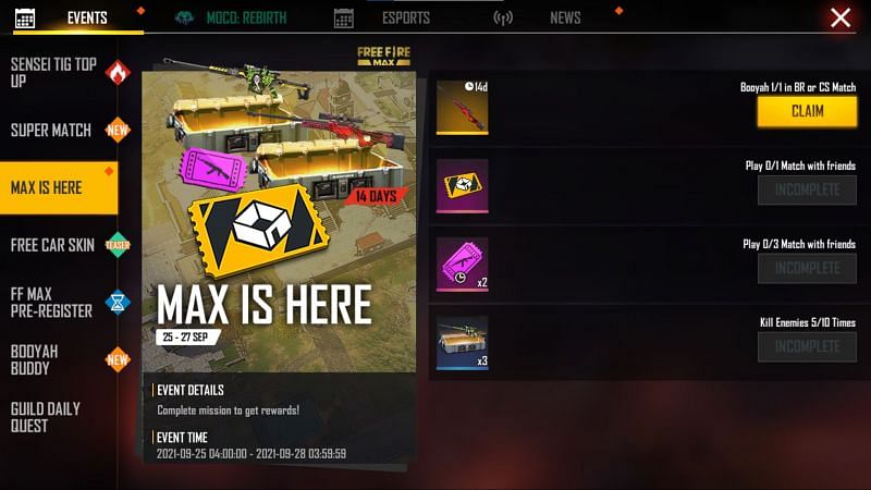 Max is Here (Image via Free Fire)