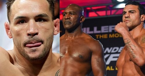 Michael Chandler (left), Holyfield vs. Belfort weigh-ins (right) [Courtesy: @trillerfight via Twitter]