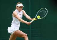 Aliaksandra Sasnovich in action at the 2021 Wimbledon Championships