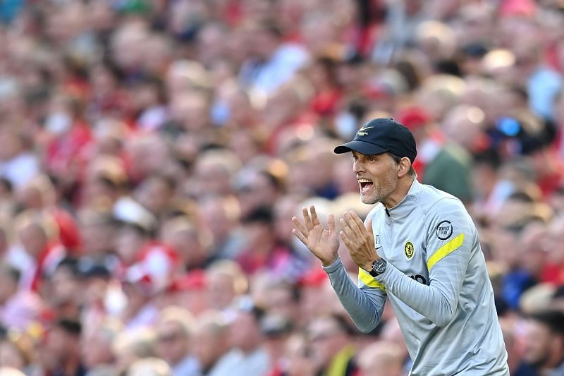 Chelsea boss Thomas Tuchel looks on