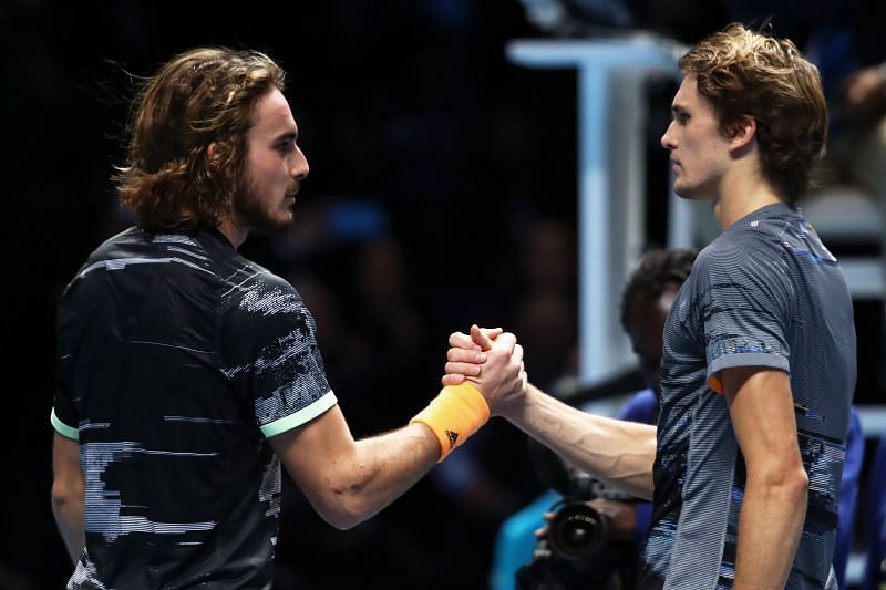 Stefanos Tsitsipas (L) and Alexander Zverev