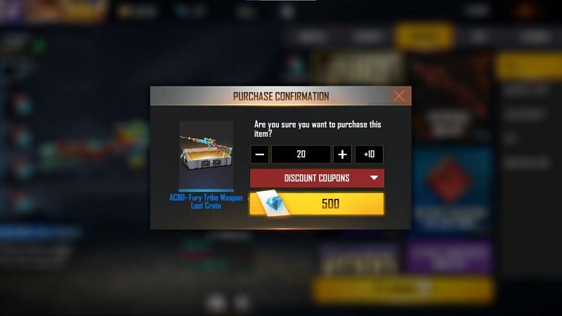 Confirm the quantity and press the yellow button (Image via Free Fire)