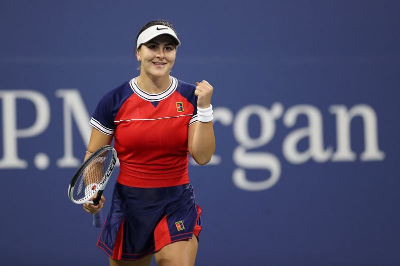 Bianca Andreescu after beating Lauren Davis at the 2021 US Open