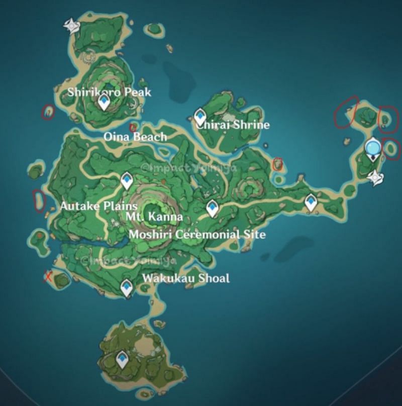A map of an updated Tsurumi Island (Image via @ImpactYoimiya)