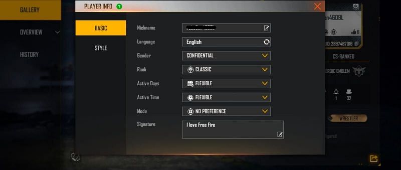 Click on the nickname (Image via Free Fire)