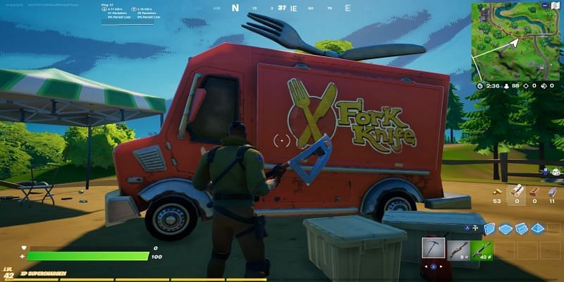 The Fork Knife food truck is the home of The Brat, who awards a questline. (Image via Epic Games)
