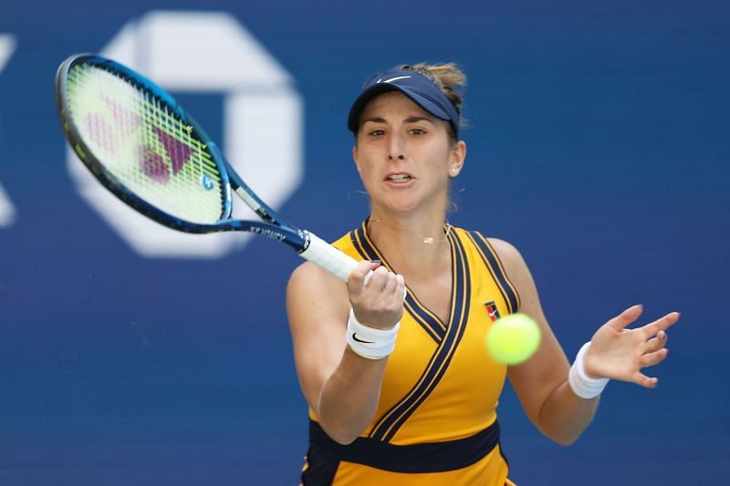 Belinda Bencic in action at the 2021 US Open - Day 10