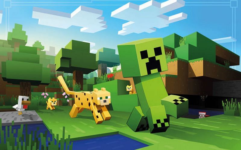 An image of an ocelot chasing a creeper (Image via Minecraft)