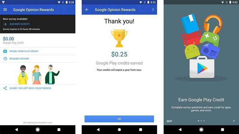 Google Opinion Rewards rewards users with real cash (Image via Android Authority)