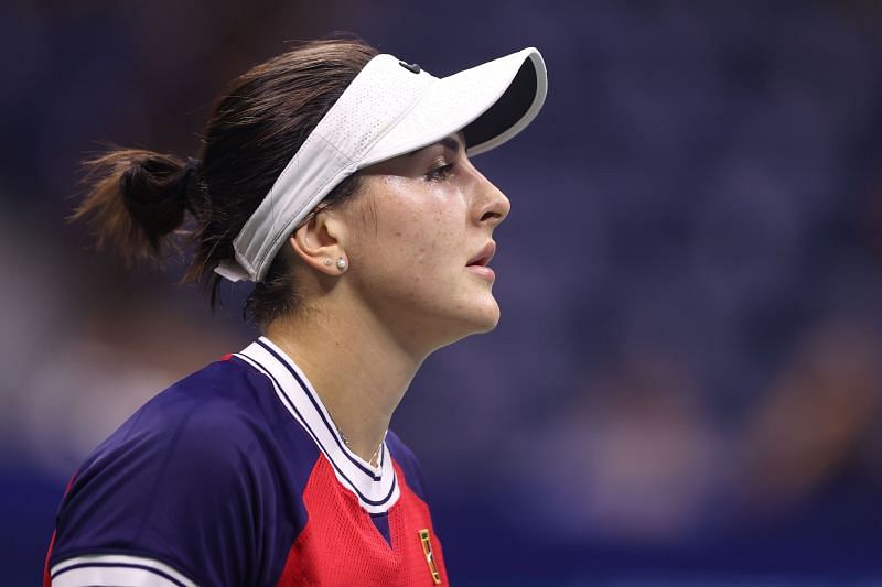 Bianca Andreescu during her first-round match at the 2021 US Open