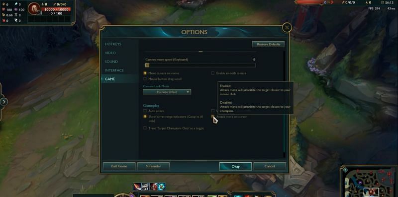 Attack Move cursor settings (Image via League of Legends)