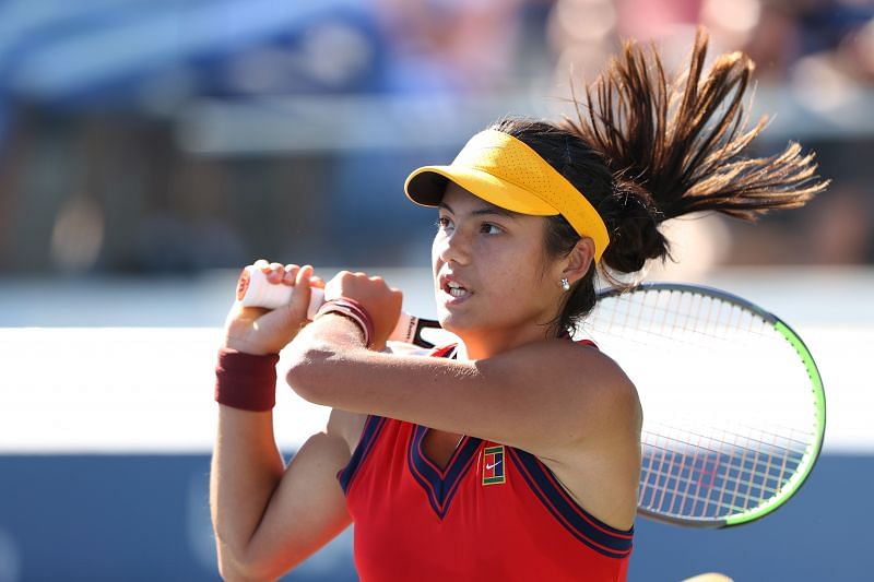 Emma Raducanu in action at the 2021 US Open