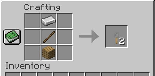 The crafting recipe for a tripwire hook in Minecraft (Image via Minecraft)