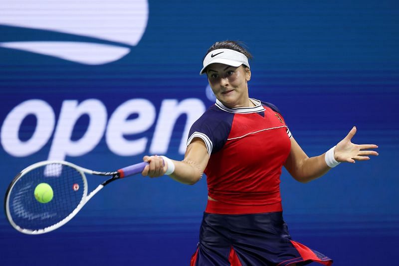 Bianca Andreescu in action at the 2021 US Open.