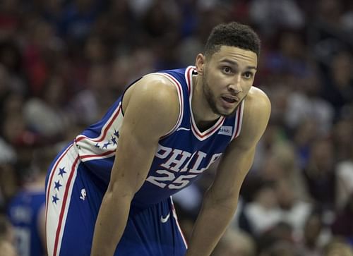 Philadelphia 76ers' star Ben Simmons pictured during an NBA game.