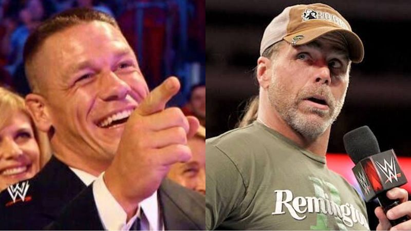 John Cena (left) and Shawn Michaels (right) in WWE.