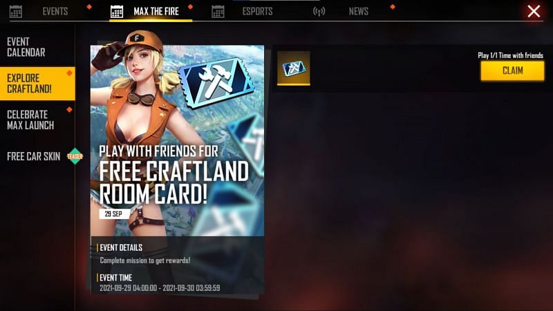 Clicking on the &#039;Claim&#039; option will redeem the reward (Image via Free Fire)