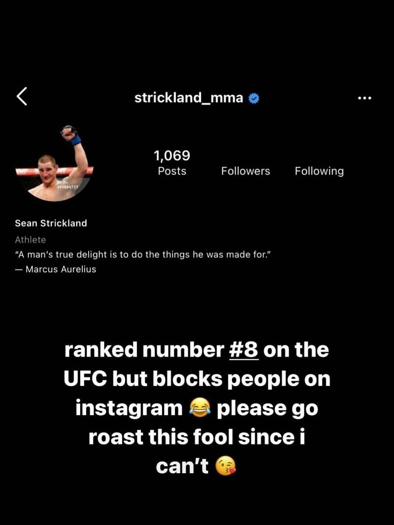 Dillon Danis asks his fans to roast Sean Strickland on instagram