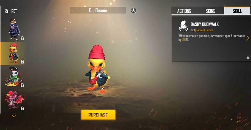 Habilidade Dashy Duckwalk do Dr. Beanie (Imagem via Garena)