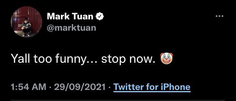GOT7 Mark Tuan&#039;s tweet denying dating rumors with BLACKPINK&#039;s Ros&eacute; (Image via Koreaboo)