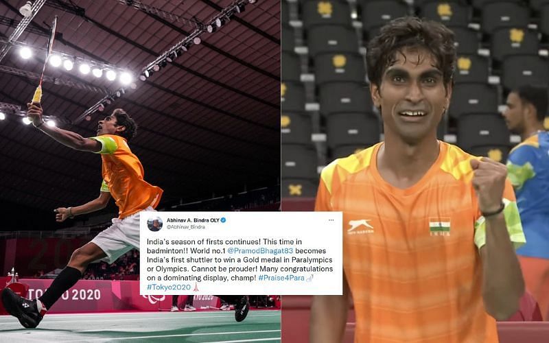 Pramod Bhagat wins gold in badminton.