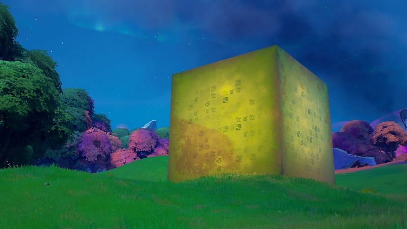 The Golden Cube is up to something and a big event might be incoming in Fortnite Season 8 (Image via Twitter @ParallaxLeaks)