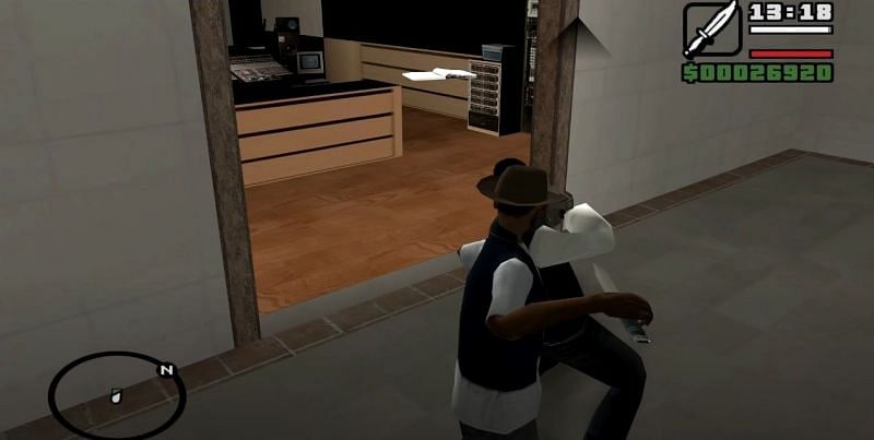 CJ performing a stealth kill in GTA San Andreas (Image via Rockstar Games)