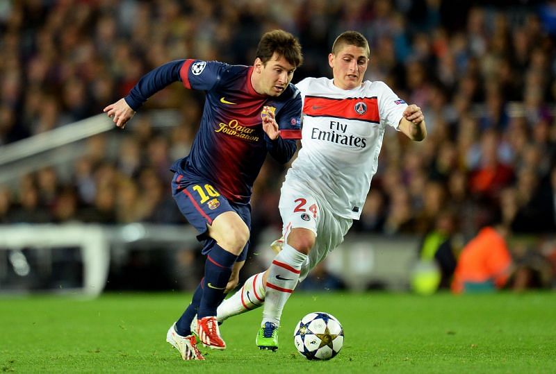 Verratti going up against Messi in the past