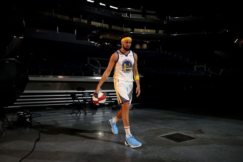 Klay Thompson at the Golden State Warriors Media Day