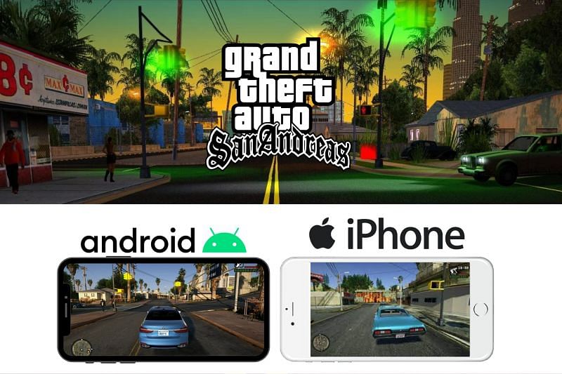 What is the GTA San Andreas download size on Android and iOS devices?