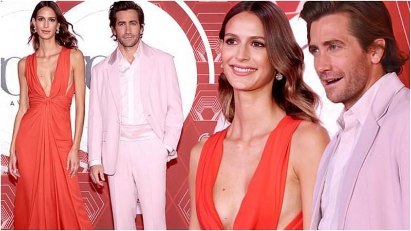 Jake Gyllenhaal and Jeanne Cadieu walk the red carpet. (Image via DailyMailCeleb/Twitter)