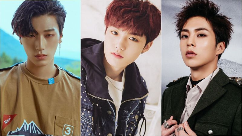 ATEEZ&#039;s San, TREASURE&#039;s Doyoung and EXO&#039;s Xiumin concept photos (Images via Twitter)